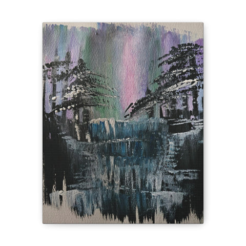 Waterfall and Northern Lights Canvas