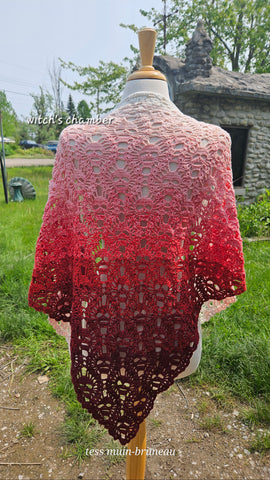 Red to White Lost Souls Shawl