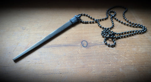 Gunmetal Coffin Nail Necklace