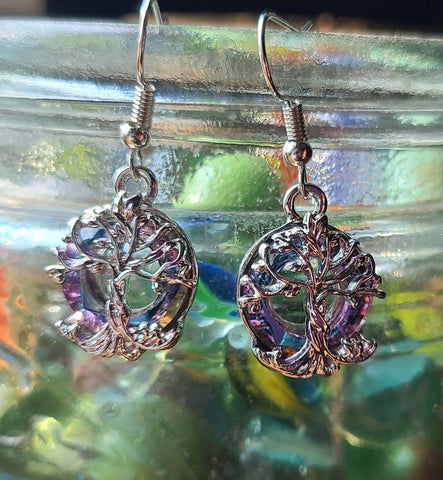Purple Tree of Life Earrings