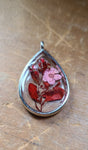 Resin and Pressed Flower Pendants - Teardrop Red