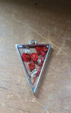 Resin and Pressed Flower Pendants - Triangle Red