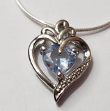 Silver Blue Topaz Heart