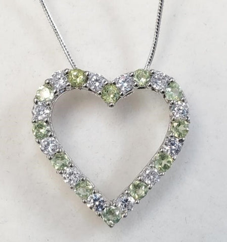 Silver Peridot Heart Necklace
